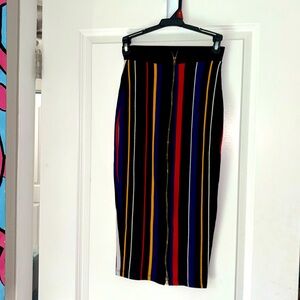 Stripped Pencil Skirt With 2-Way Zipper